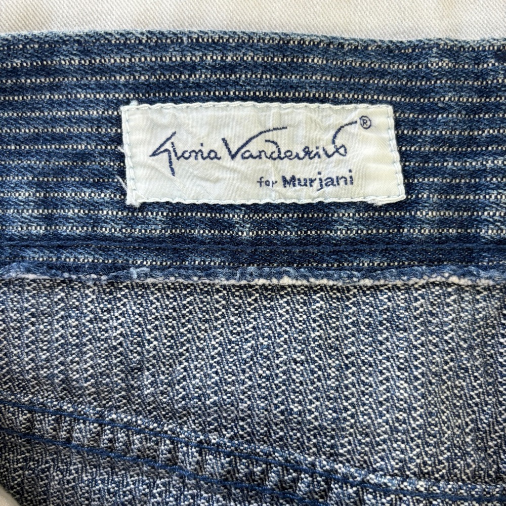 Vintage 90s Y2K High Rise Blue Hickory Stripe Denim Jean Shorts Small 26 - Picture 4 of 15